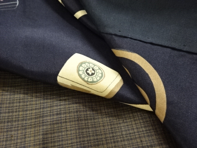  アンティーク　麻雀牌模様柄見本肩裏男物羽織